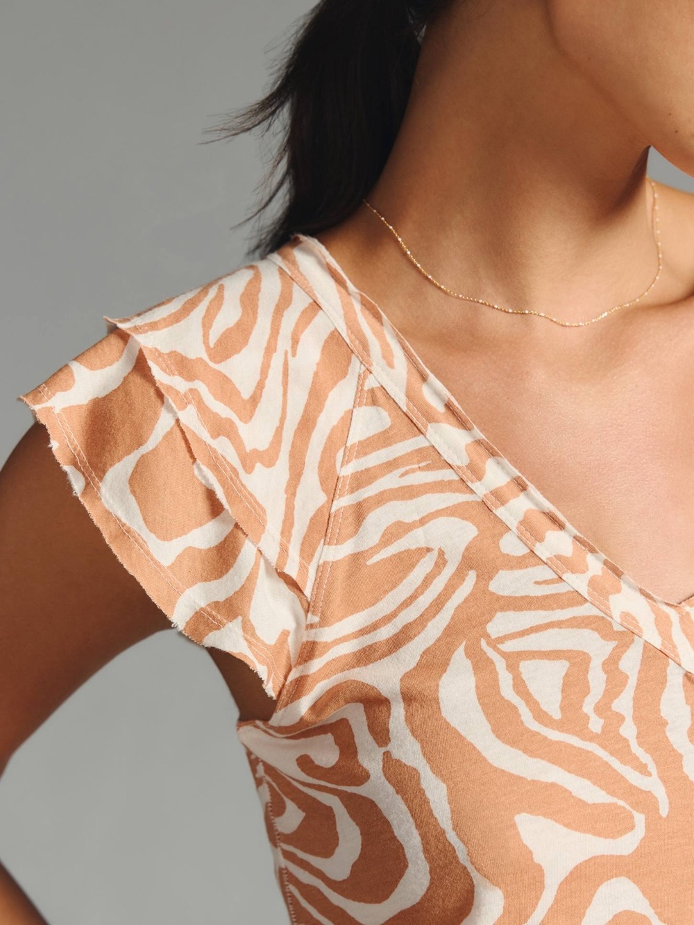 Anthropologie Maeve Catie Ruffled Sleeve Tee - Picture 3 of 13